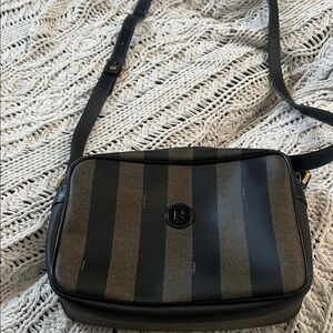 Fendi Black and Brown Striped Crossbody Bag,authentic,nk low ballers